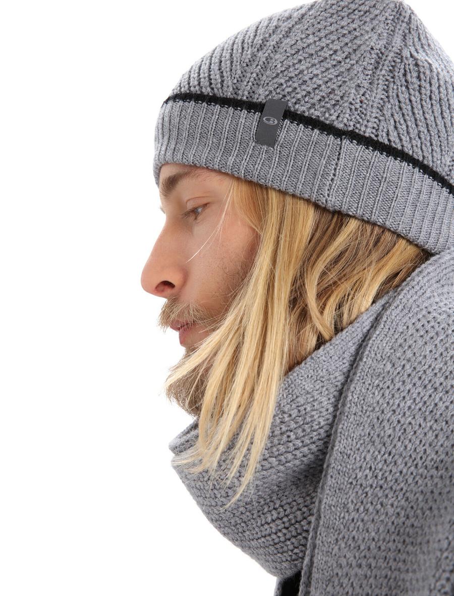 Icebreaker Unisex Merino Waypoint Beanie Férfi Kalap Szürke Fekete | HU 1091JPQJ